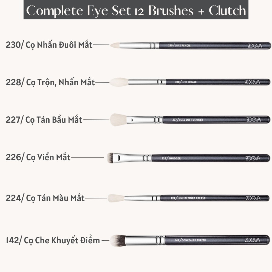 Bộ Cọ Trang Điểm Mắt Chuyên Nghiệp 12 Cây ZOEVA Complete Eye 12 0119